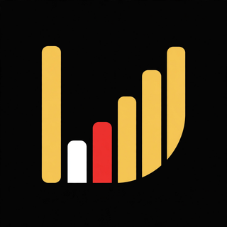 Logo Danara — huruf D yang dibentuk dari grafik batang berwarna kuning, merah, dan putih di atas latar hitam